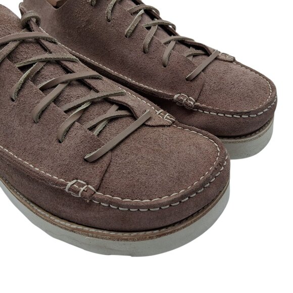 YOGI Shoes Mens Size 12 EU 46 Brown Suede Moc Toe Wedge Sole Lace Up 6658 - Picture 5 of 13